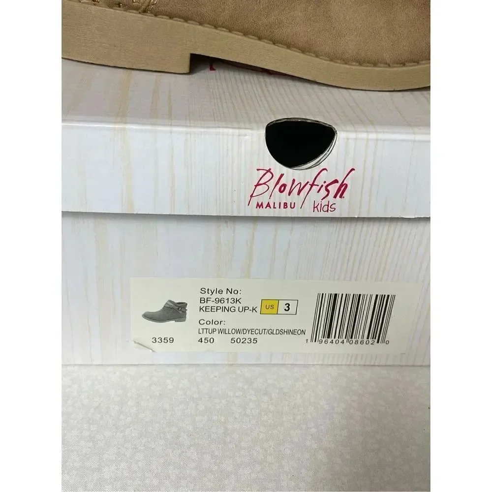 Blowfish Malibu GIRLS SIZE 3 Keeping Up-k Ankle Boot in Light Taupe Willow
